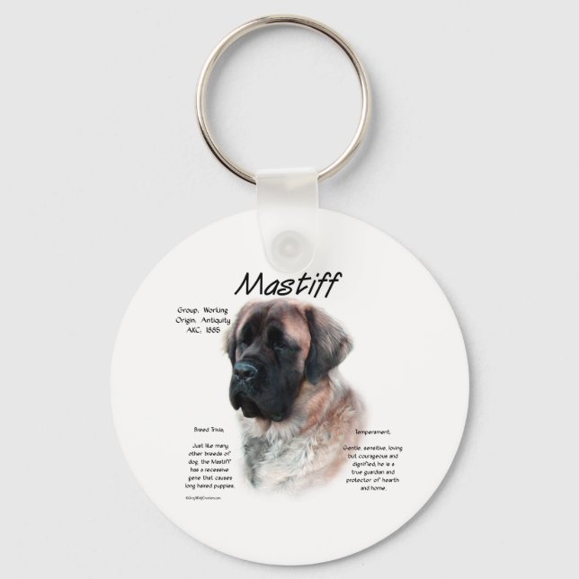 Chaveiro Histórico de Mastiff Fluffy do Apricot (Frente)