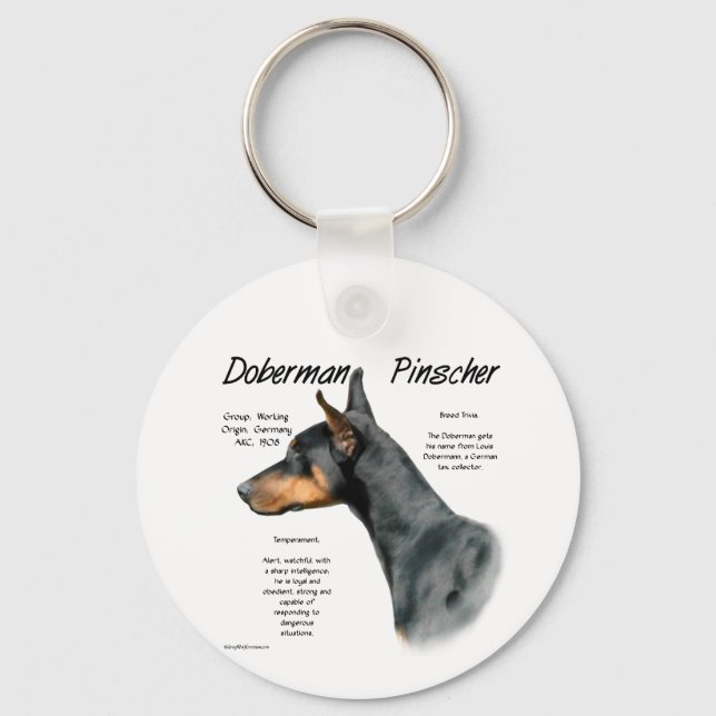 Chaveiro Histórico do Doberman Pinscher Negro (Frente)