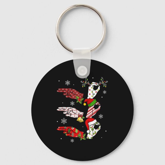 Chaveiro Ho Ho Sinal Linguagem de Voo Orgulho Surdo Pijama (Frente)