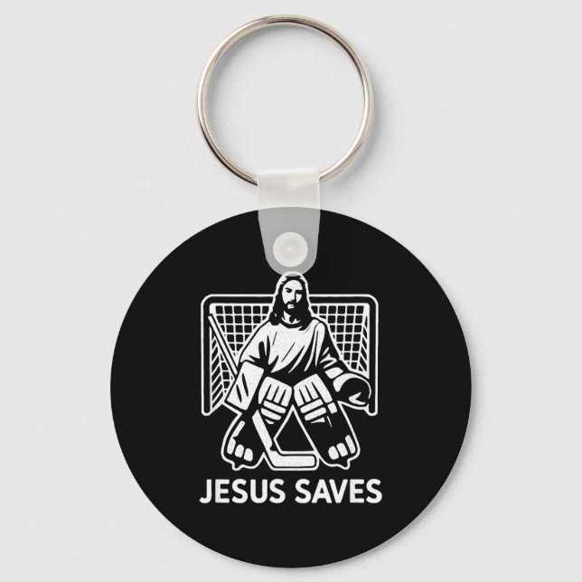 Chaveiro Hockey Goalie Goalkeeper Jesus Saves Christian Hoc (Frente)