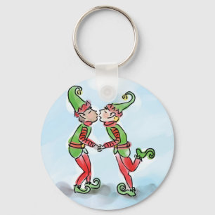 Chaveiro Holiday Elves Kissing