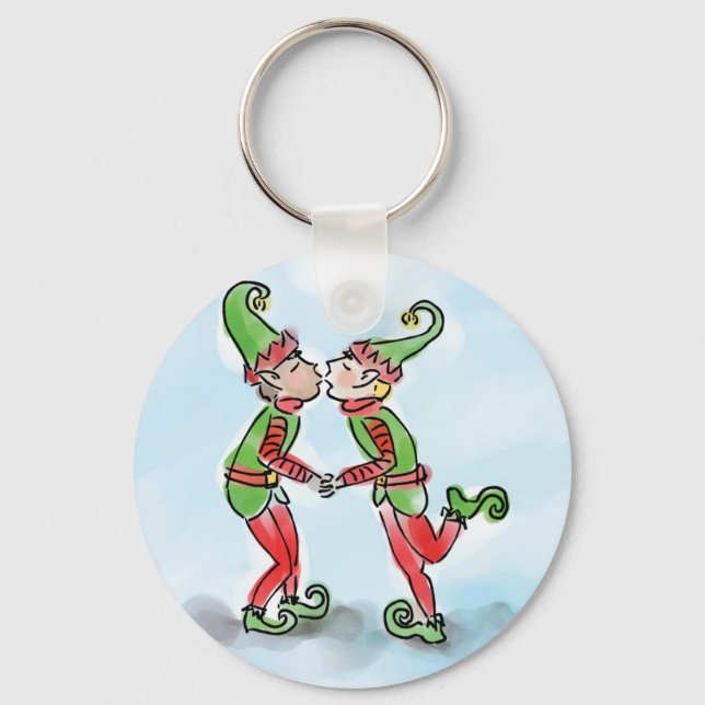 Chaveiro Holiday Elves Kissing (Frente)