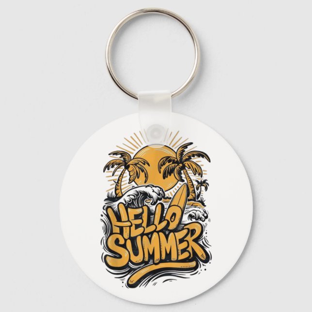Chaveiro Holiday Vibe Hello Summer Sunshine Beach Ocean Bea (Frente)