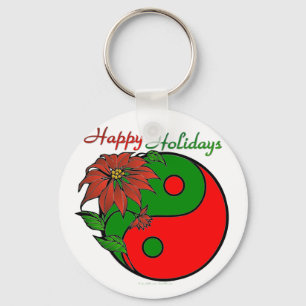 Chaveiro Holiday Yin Yang Poinsettia Green Red