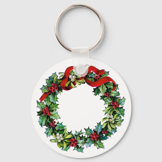 Chaveiro Holly e Mistletothe Christmas Wreath w/red Ribbon (Frente)