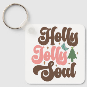 Chaveiro Holly Jolly Soul Retro Groovy Feriados de Natal