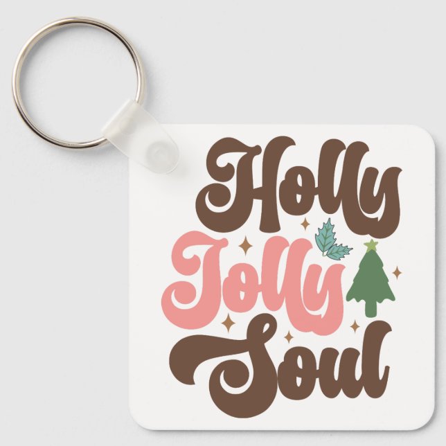 Chaveiro Holly Jolly Soul Retro Groovy Feriados de Natal (Frente)