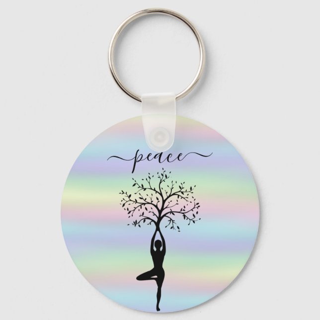 Chaveiro Holográfico Moderno, Yoga da Paz (Frente)