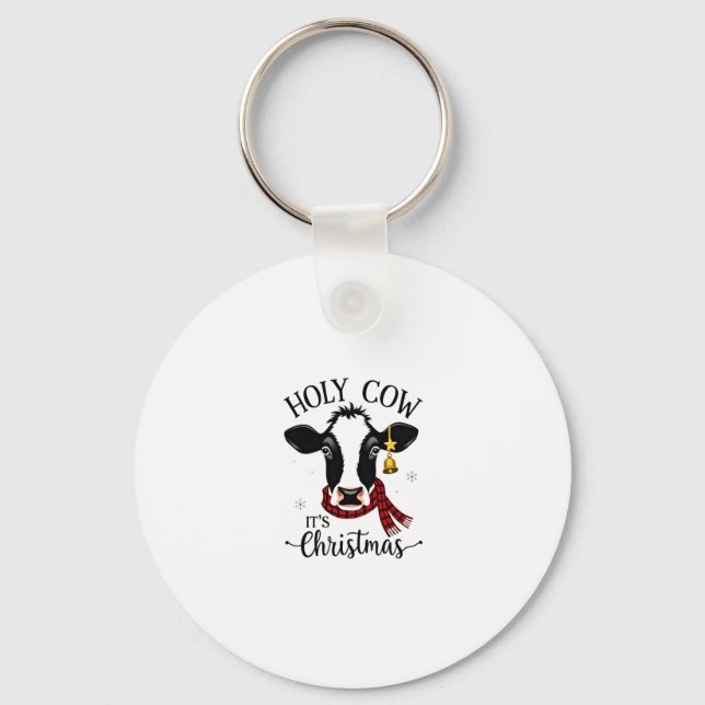 Chaveiro Holy Cow It's Christmas Funny Cow Lover Farm Anima (Frente)
