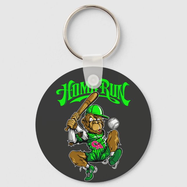 Chaveiro Home Run Monkey Baseball não é necessário, uma tra (Frente)