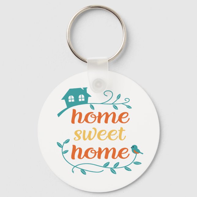 Chaveiro Home Sweet Home com Bird e House (Frente)