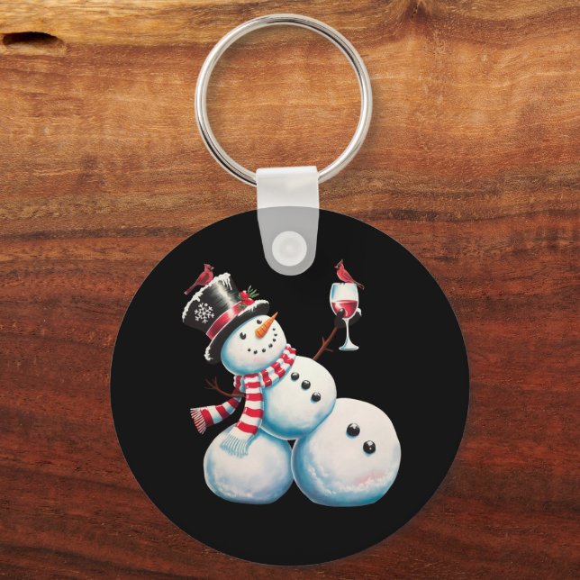 Chaveiro Homem de Neve Com Vinho Natal Presente de Natal Di (Frente)