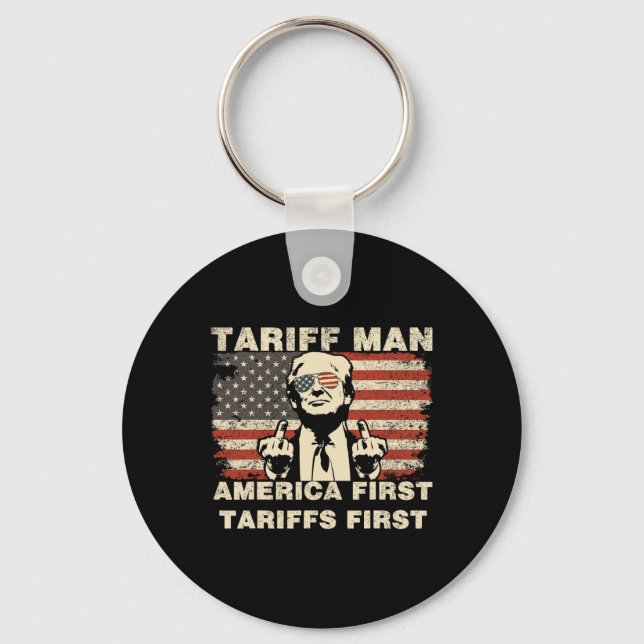 Chaveiro Homem do Tarifa Engraçado Trump Tarifa Meme Améric (Frente)