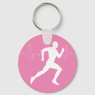 Chaveiro Homem Runners Silhouette em Fundo Rosa