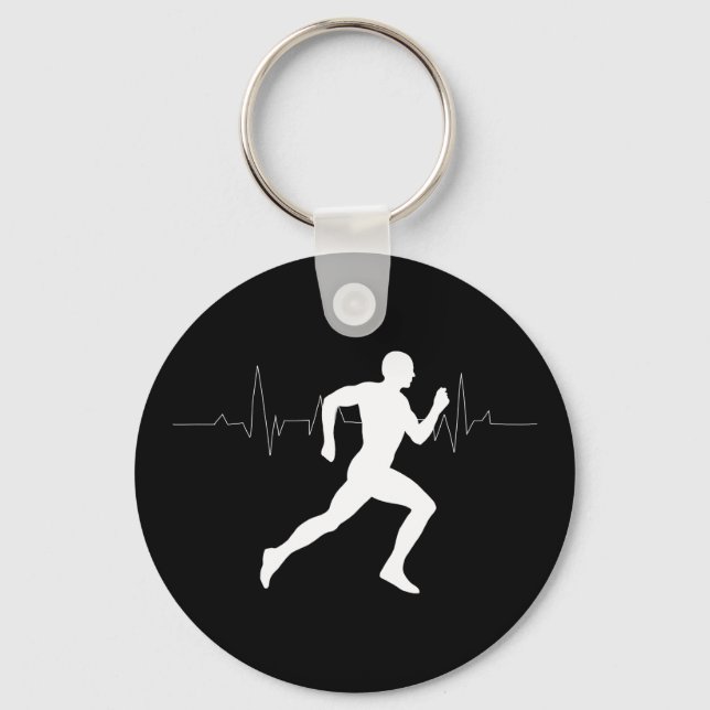 Chaveiro Homem Runners Silhouette HeartBeat Line (Frente)