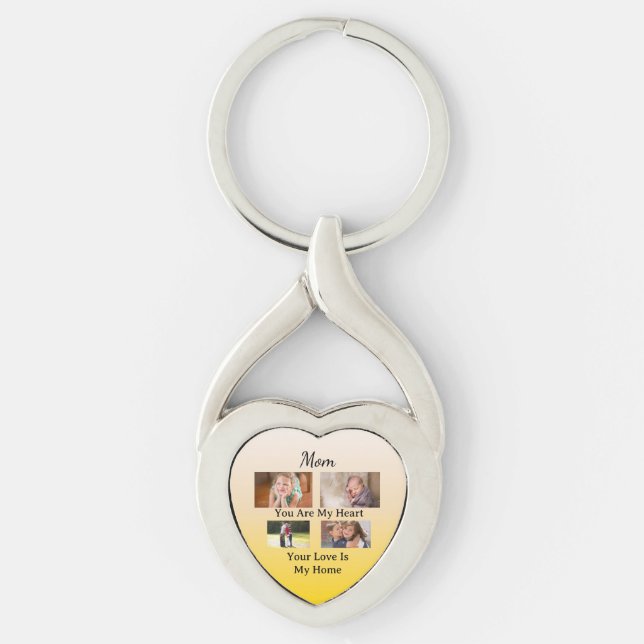 Chaveiro Homenagem de Coração – Lembrança Centrada na Mamãe (Frente)