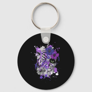 Chaveiro Homens Floral Roxo Açúcar Caveira Dia Dos