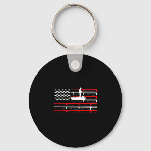 Chaveiro Homens pescando bandeira americana _ barco de pesc