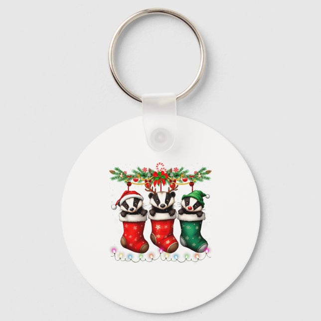 Chaveiro Honey Badger In Christmas Socks Lights Honey Badge (Frente)