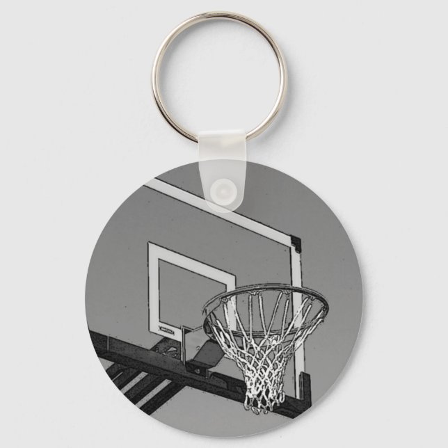 Chaveiro Hoop de basquete preto e branco (Frente)