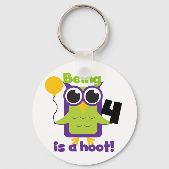 Chaveiro Hoot Owl 4th Birthday T-shirts e presentes (Frente)
