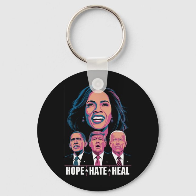Chaveiro Hope Hate Heal Rise Kamala 2024 (Frente)