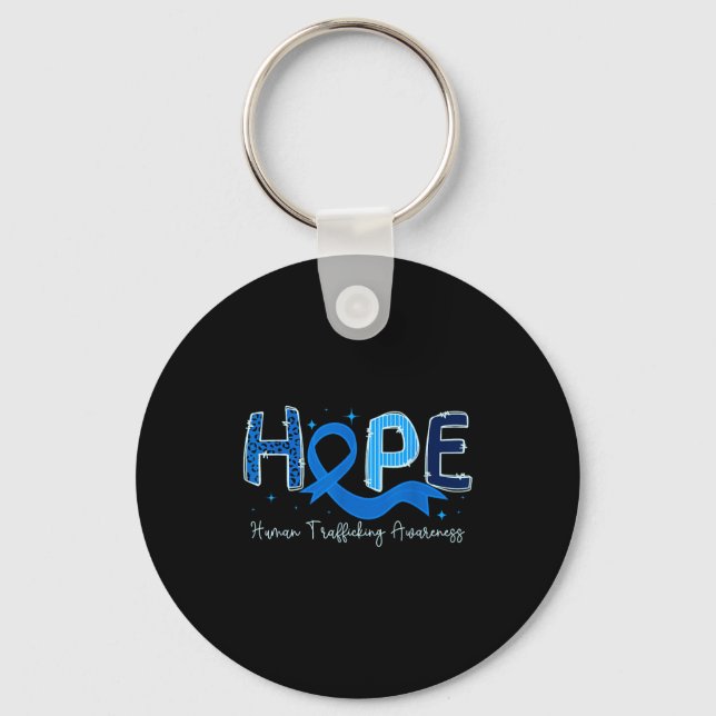Chaveiro Hope Human Trafficking Awareness Blue Ribbon  (Frente)