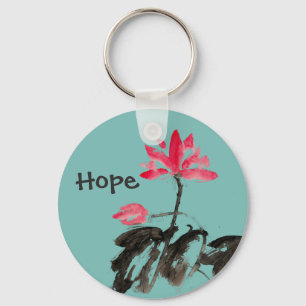 Chaveiro Hope & Love Positive Cote Watercolor Floral Lotus