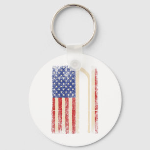 Chaveiro Hóquei EUA Bandeira Americana Stick de Hóquei no G