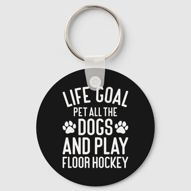 Chaveiro Hóquei no Chão e Cachorros Engraçado Eu Amo Cachor (Frente)