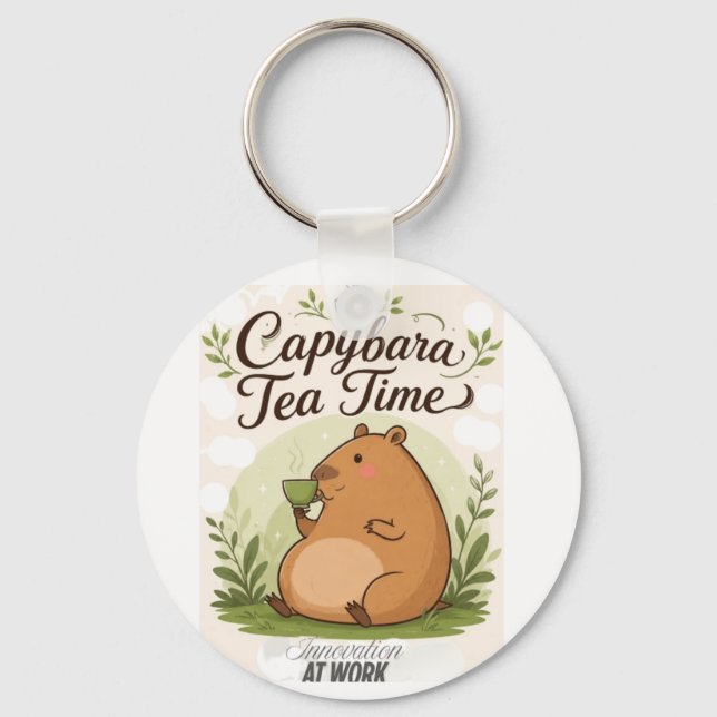 Chaveiro Hora do Chá do Capivara | Capivara Fofa Bebendo Ch (Frente)