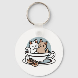 Chaveiro Hora do Tea Meow - Design de Gato e Chá