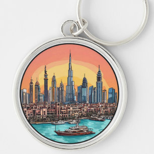 Chaveiro Horizonte da cidade de Dubai com arranha-céus impo