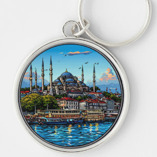Chaveiro Horizonte de Istambul Com Cores Vibrantes