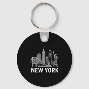Chaveiro Horizonte de Nova York Com Linha Branca da Estátua