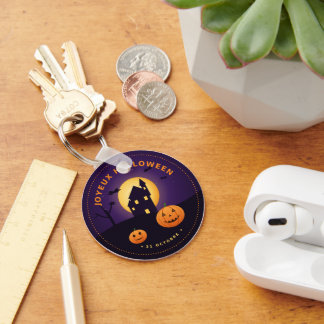 Chaveiro Horloge Murale Halloween Maison Hantée Citrouilles
