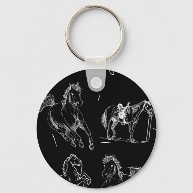 Chaveiro Horse silhouettes Black White (Frente)