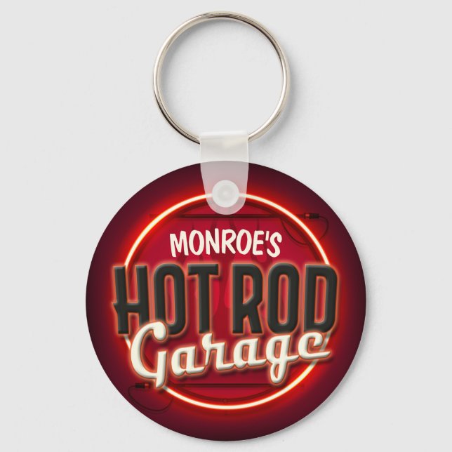 Chaveiro Hot Rod Flames Nome Personalizado Garagem Personal (Frente)