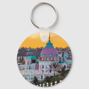 Chaveiro Hotel Negresco, hotel de luxo famoso, em Nice, Fra