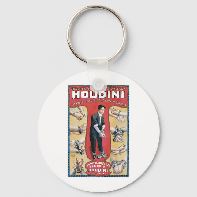 Chaveiro Houdini ~ Vintage Handcuff Escape Artista (Frente)