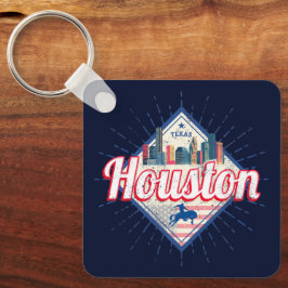 Chaveiro Houston Skyline Texas Estados Unidos Vintage EUA