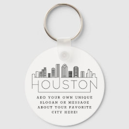 Chaveiro Houston, Texas Stylizou Skyline | Slogan Personali