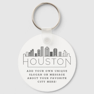 Chaveiro Houston, Texas Stylizou Skyline  Slogan Personaliz
