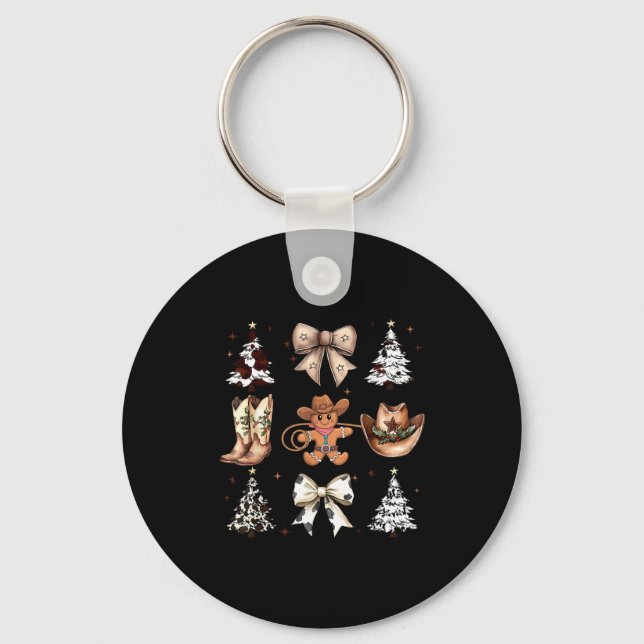 Chaveiro Howdy Christmas Cowboy Cowgirl Gingerbread Coquett (Frente)