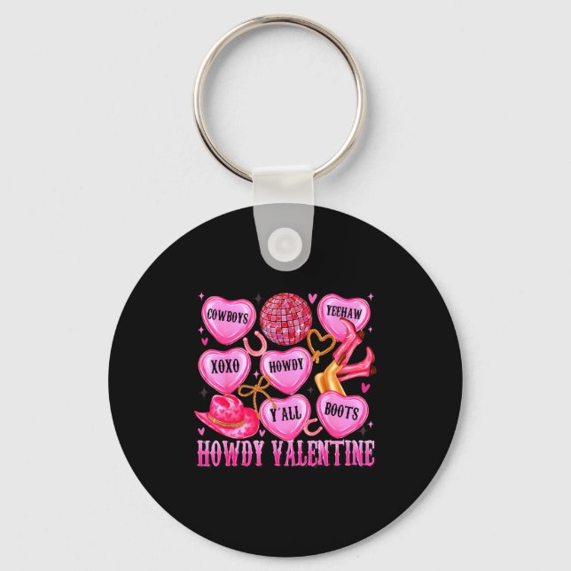 Chaveiro Howdy Valentine Western Cowgirl Hearts Candy Women (Frente)