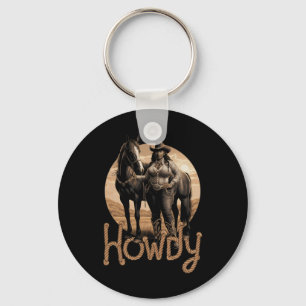 Chaveiro Howdy Western Black Cowgirl Mulher Americana Afric