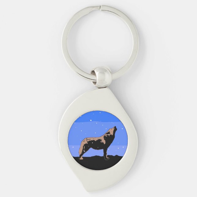 Chaveiro Howling Wolf no inverno - Arte original sobre a vi (Frente)