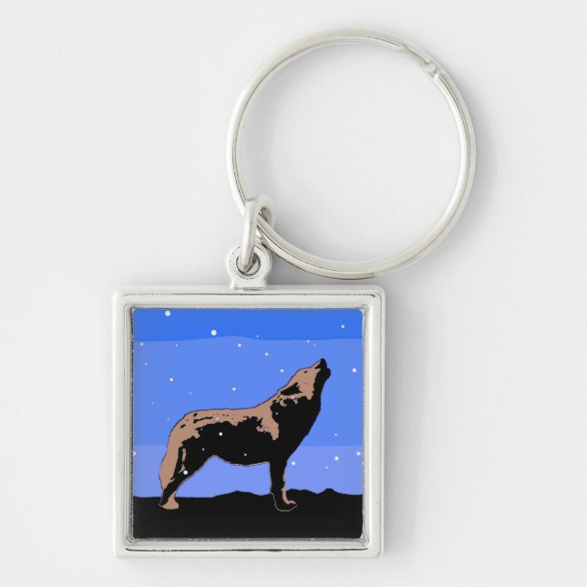 Chaveiro Howling Wolf no inverno - Arte original sobre a vi (Frente)