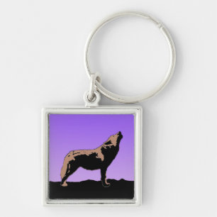 Chaveiro Howling Wolf no Sunset - Arte Original da Vida Sel