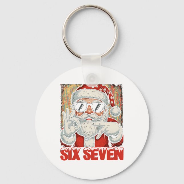 Chaveiro Hugvyn Funny Six Seven Meme Christmas Cool Santa S (Frente)